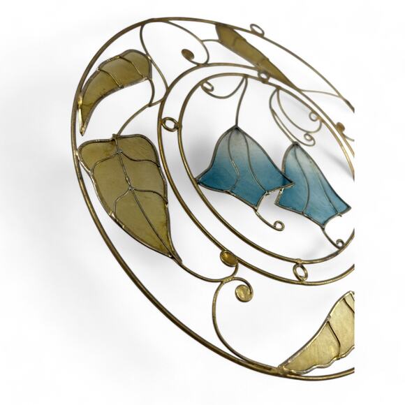 Vintage Round Capiz Shell Floral Suncatcher, 7.5" Hanging Decor - Picture 8 of 10